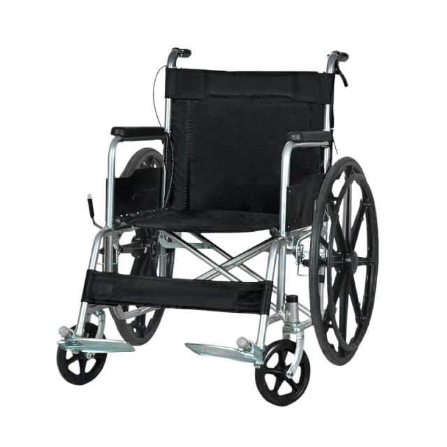 Medical Portable Lightweight Transport Wheelchair, Foldable Wheelchair, Durable Steel Wheelchair, Swivel Footrests, 24 Inch Wide Seat