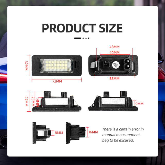 LED License Plate Light for BMW E82 E88 F22 F45 E90 E91 F30 F31 F32 F33 E39 E60 E61 F10 F11 X1 E84 X3 F25 X4 F26 X5 E70/F15 X6 E71/E72/F16