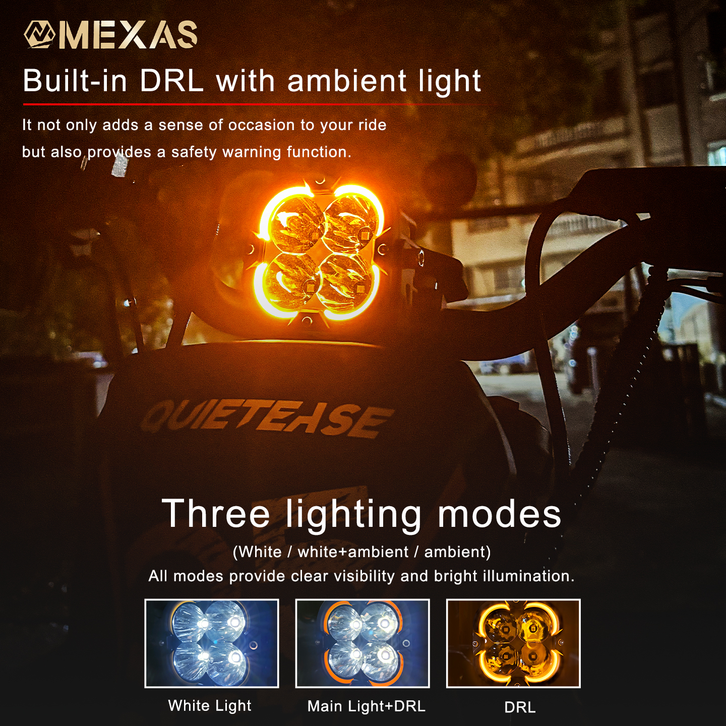 F43 MAX Moto Kit 3" LED Auxiliary Driving Lights w/ DRL for Motorcycle Dirt Bike