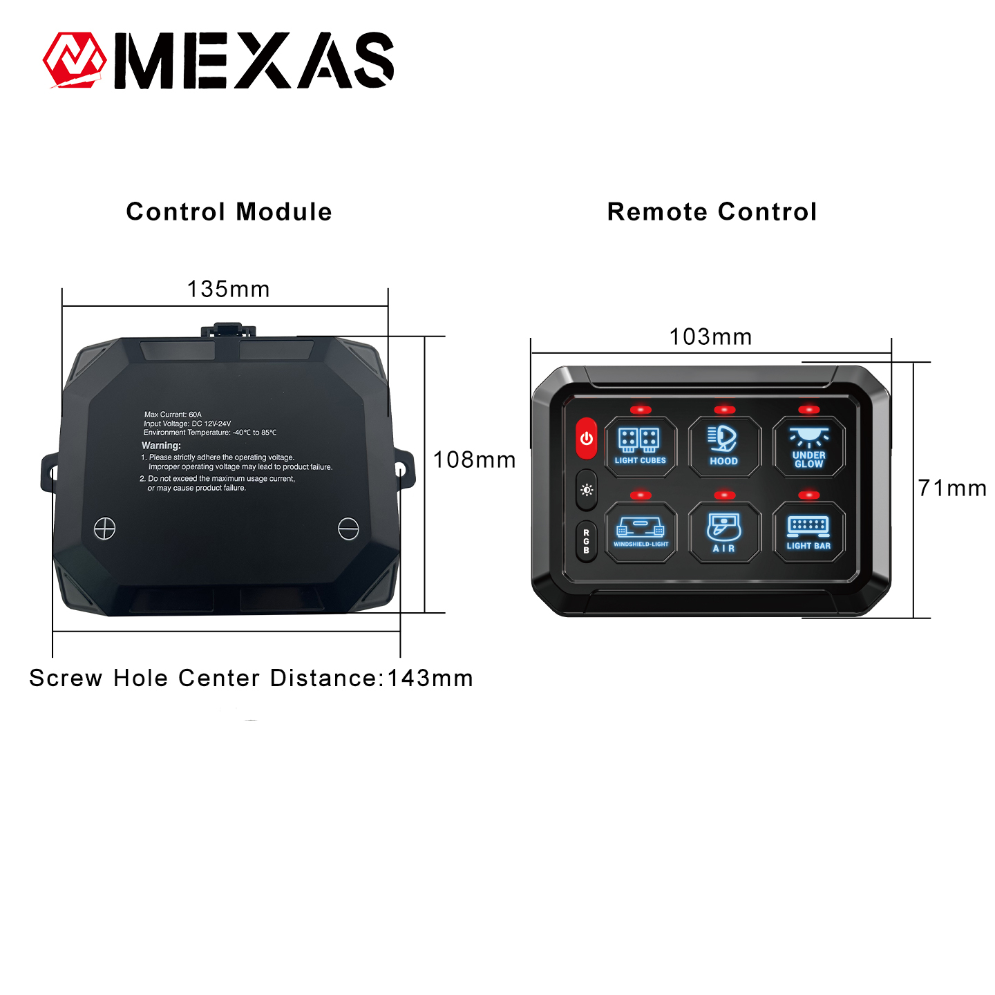 6-Channel Wired Version Switch Panel Assembly Off Road Light Controller