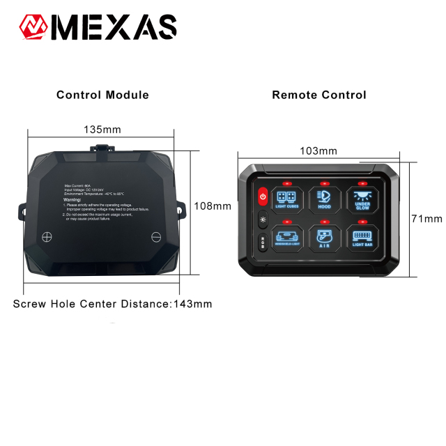 6-Channel Wired Version Switch Panel Assembly Off Road Light Controller
