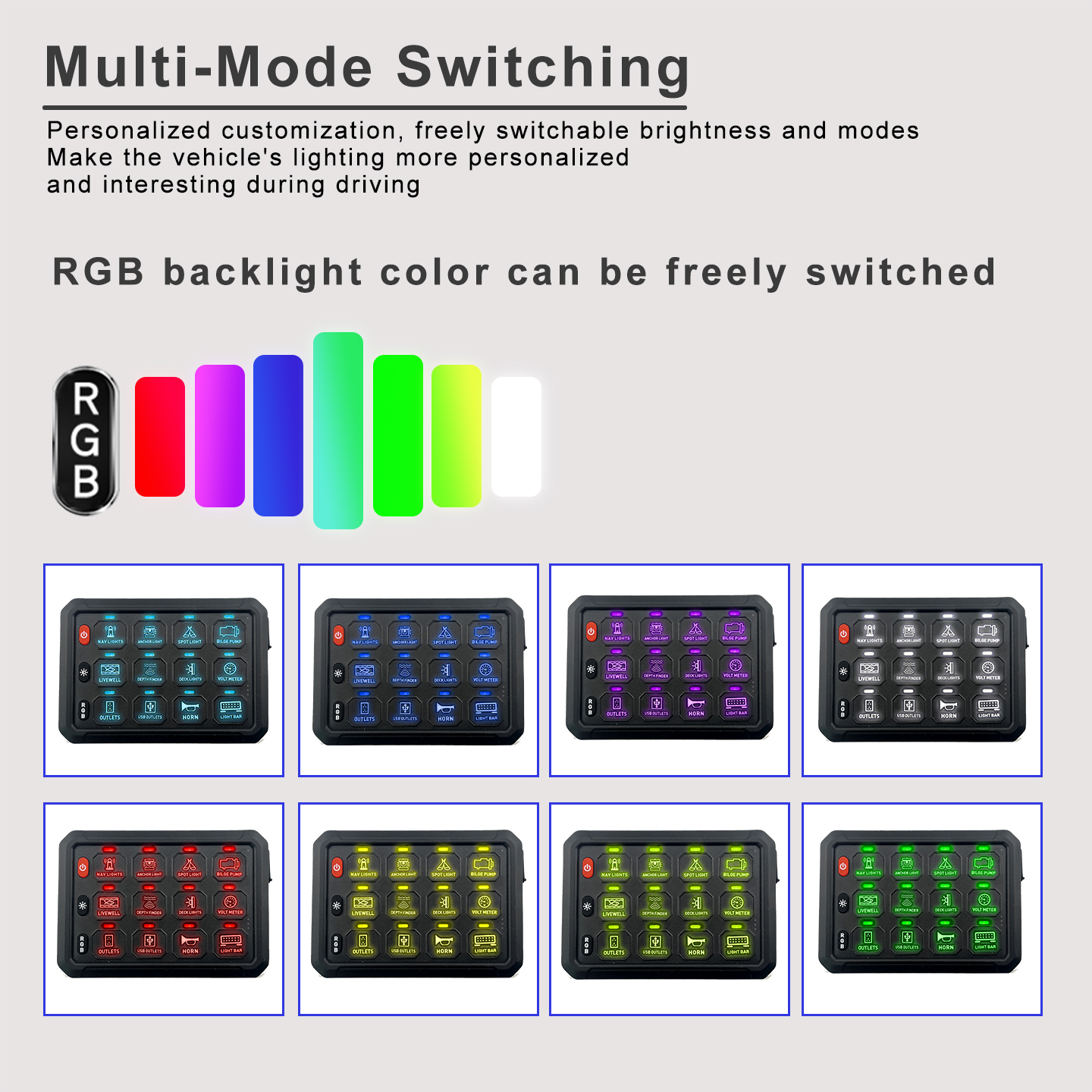 12-Channel Wireless Version Switch Panel Control LED Auxiliary System for Car Truck Boat