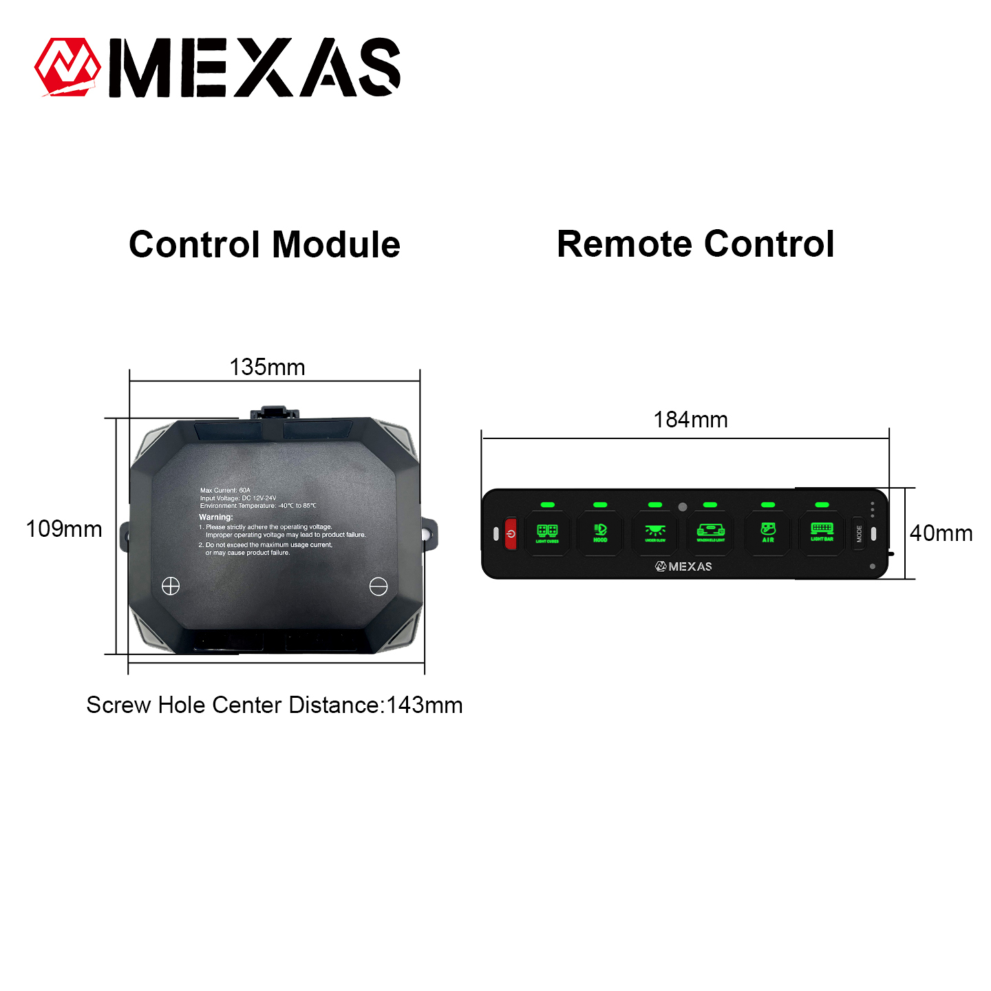 6 Gang Slim Series Wireless Switch Panel Controller for Vehicle Auxiliary Lights & Electrical Devices
