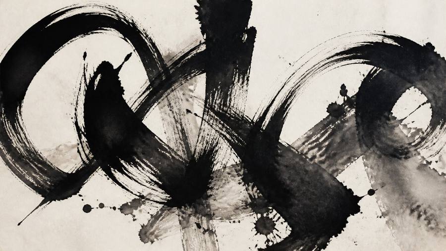 Large abstract Chaos Script inspired ink calligraphy work