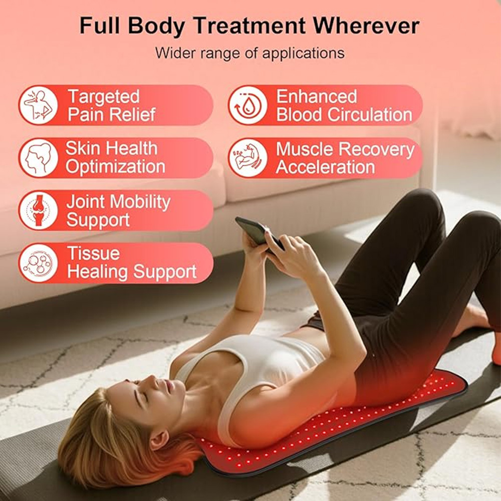 Red Light Therapy Pad for Body - 31.1" x 14.2" RedLight Therapy Mat with 240 LEDs Near Infrared Red 660nm & 850nm, Redlight Therapy Pads for Relief Back, Waist, Shoulder, Knee Pain