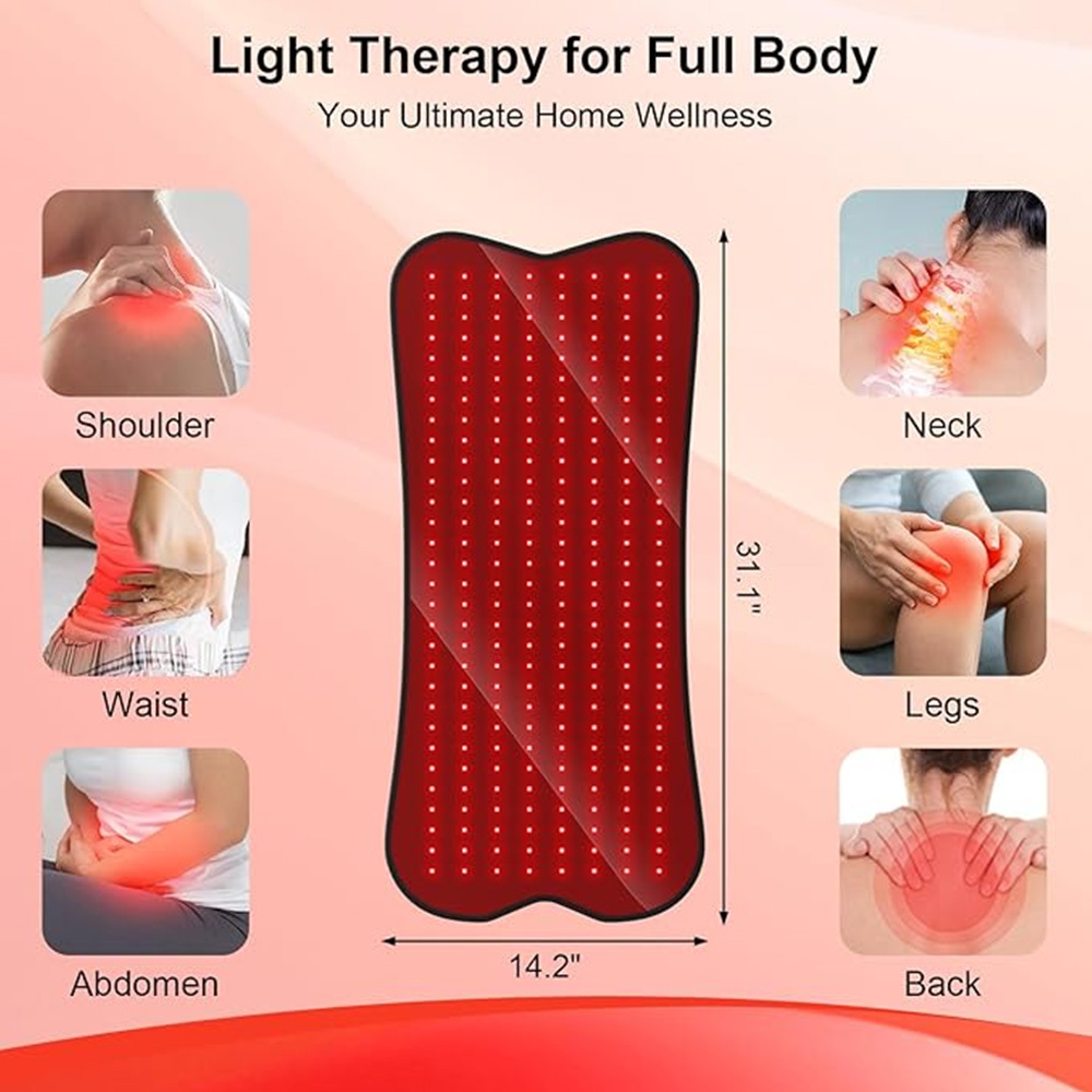 Red Light Therapy Pad for Body - 31.1" x 14.2" RedLight Therapy Mat with 240 LEDs Near Infrared Red 660nm & 850nm, Redlight Therapy Pads for Relief Back, Waist, Shoulder, Knee Pain