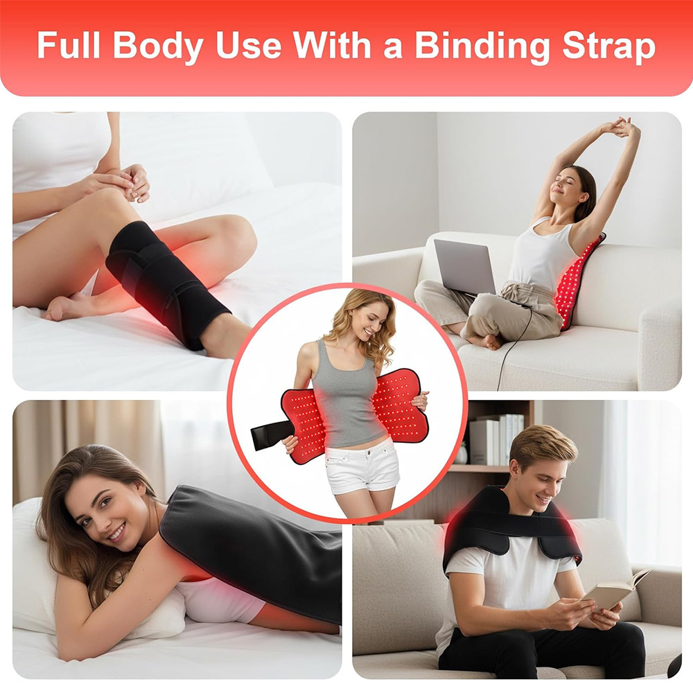 Red Light Therapy Pad for Body - 31.1" x 14.2" RedLight Therapy Mat with 240 LEDs Near Infrared Red 660nm & 850nm, Redlight Therapy Pads for Relief Back, Waist, Shoulder, Knee Pain
