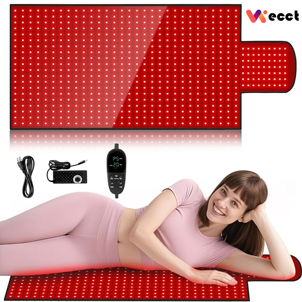 body red light therapy pad, qualified red light therapy blanket 770 dual-wavelength LED lights high-grade leather, adjustable timer and intensity