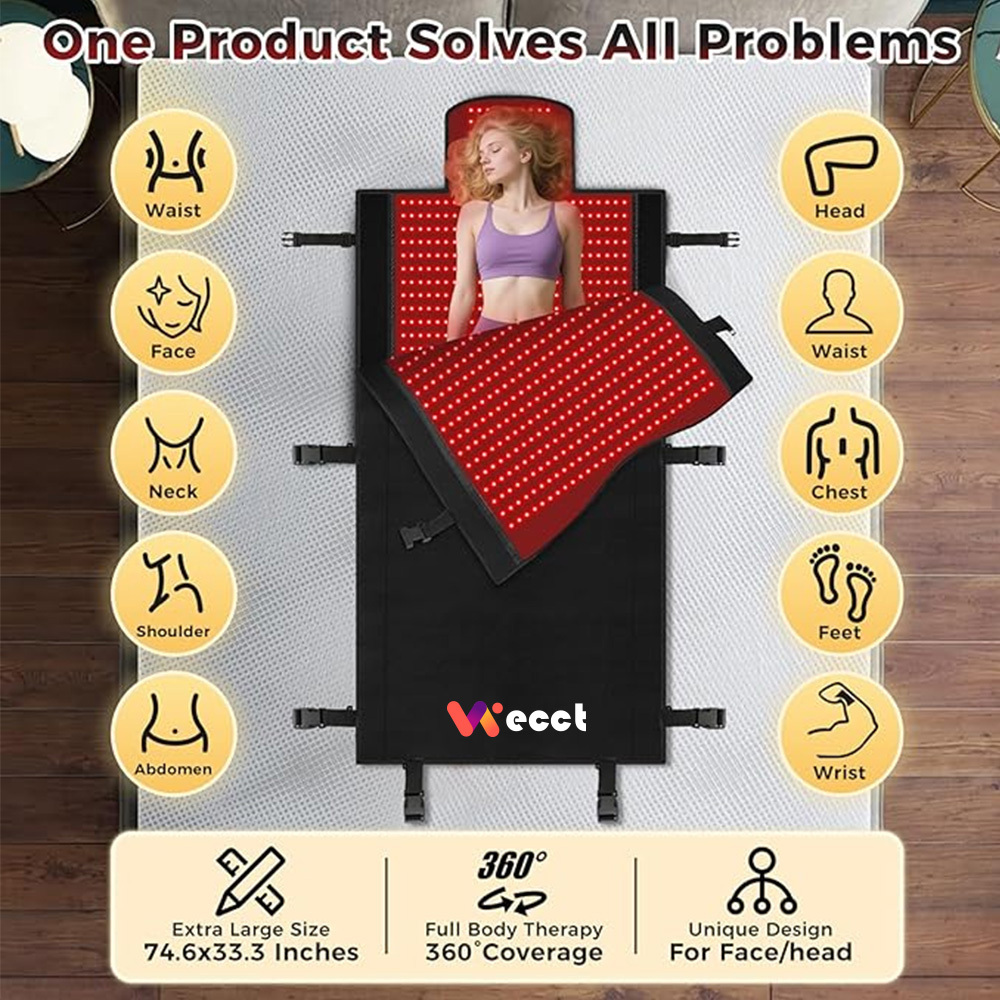 2570 LEDs Dual Full Body Red Light Therapy Mat, Eligible Red Light Therapy Blanket, 2570pcs Dual Wavelength LEDs(660nm& 850nm), Premium Leather, Adjustable Timer & Intensity