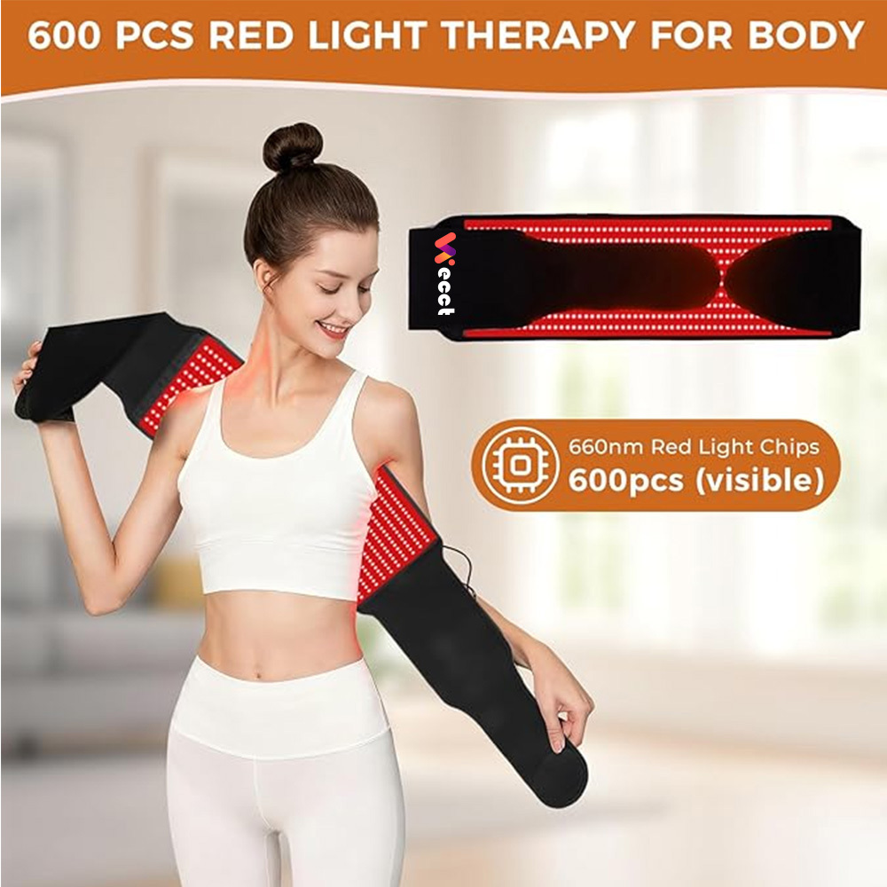 Red Light Therapy for Body, 600 LEDs Infrared Light Therapy for Shoulder Waist Muscle, Upgraded 660nm Red Light Near Infrared Light Therapy Belt