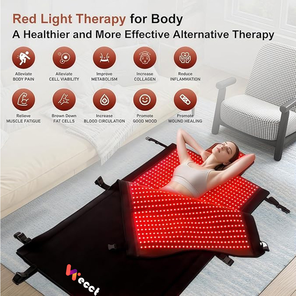2025 Upgraded Dual Wavelength LED Beads 660nm&850nm Red Light Therapy Blanket Full Body, Used to Face and Body Pain Relief Skin Health Personal Care, 75" x 35'' (Black)