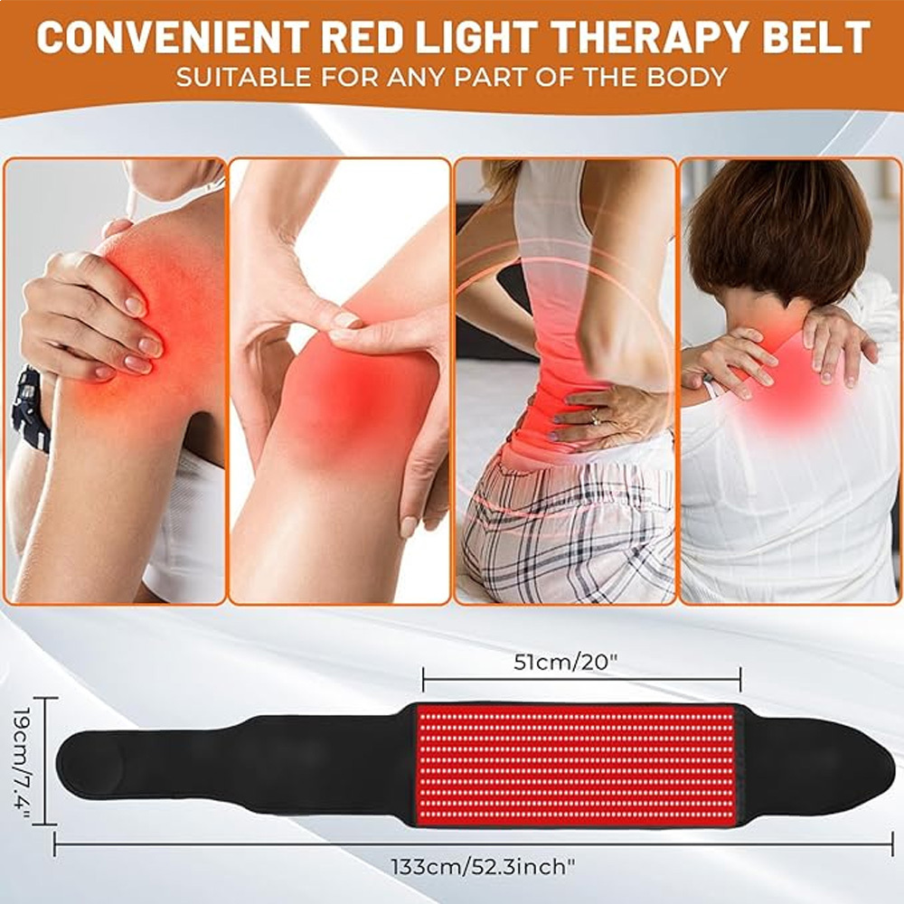 Red Light Therapy for Body, 600 LEDs Infrared Light Therapy for Shoulder Waist Muscle, Upgraded 660nm Red Light Near Infrared Light Therapy Belt