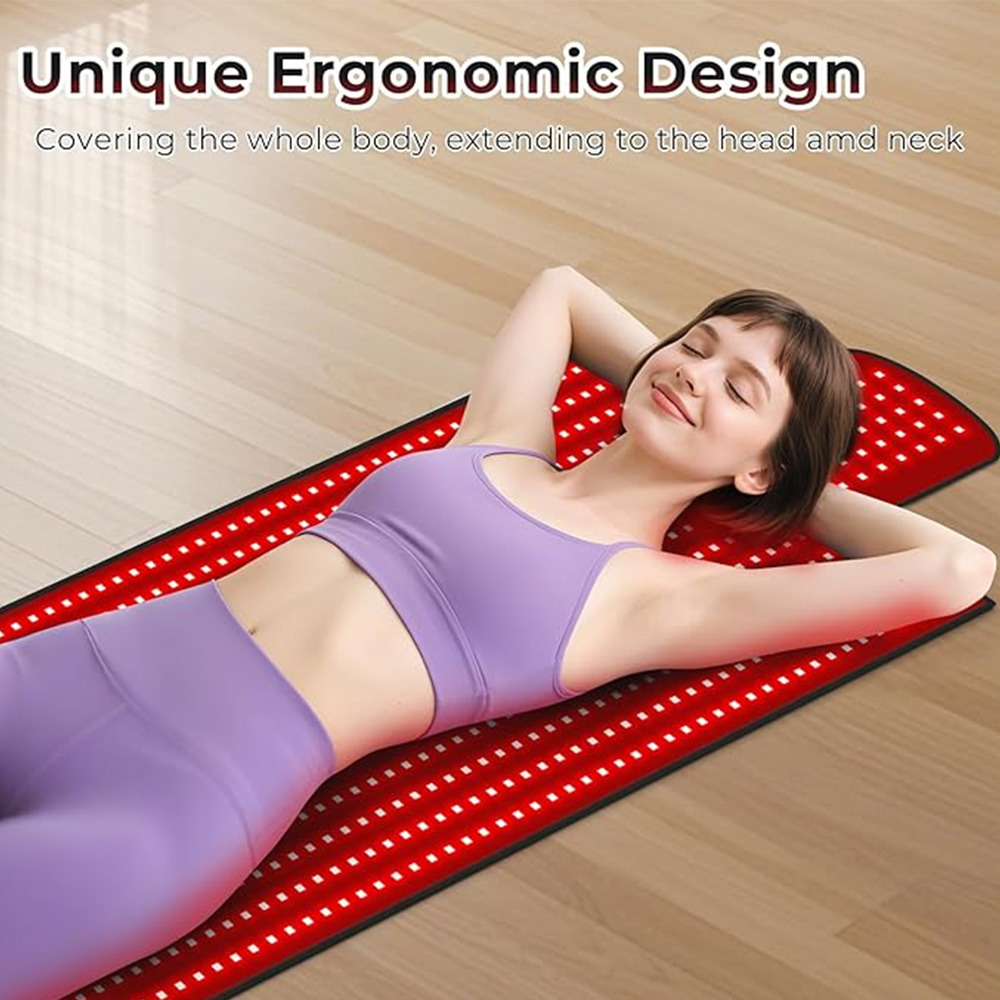 65"x20.5" Body Red Light Therapy Mat, Eligible Red Light Therapy Blanket,875pcs Dual Wavelength LEDs(660nm& 850nm), Premium Leather, Adjustable Timer & Intensity