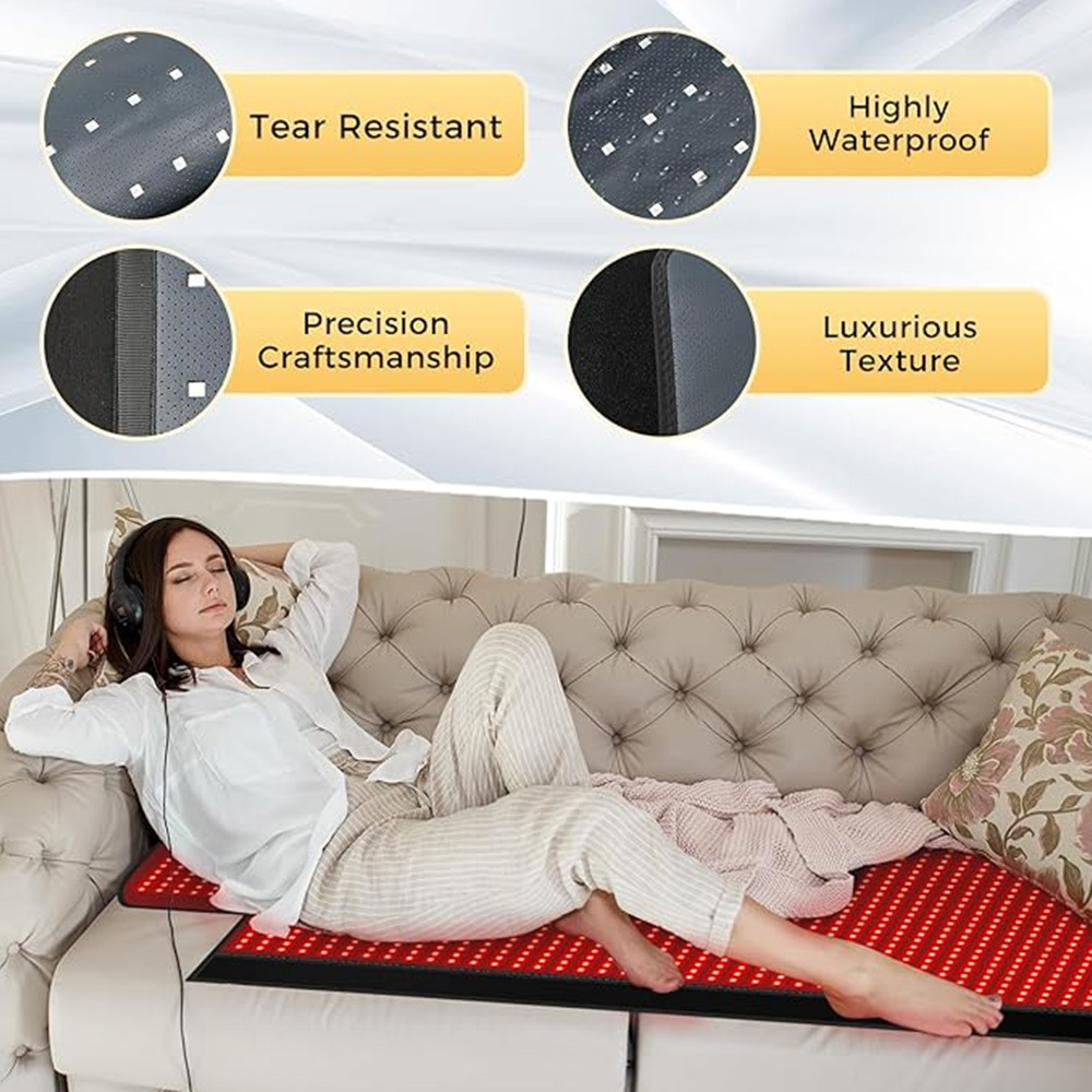 Body Red Light Therapy Mat, Eligible Red Light Therapy Blanket, 2in1 LEDs(660nm& 850nm), Premium Leather, Adjustable Timer & Intensity 195x60cm 1370 LEDs