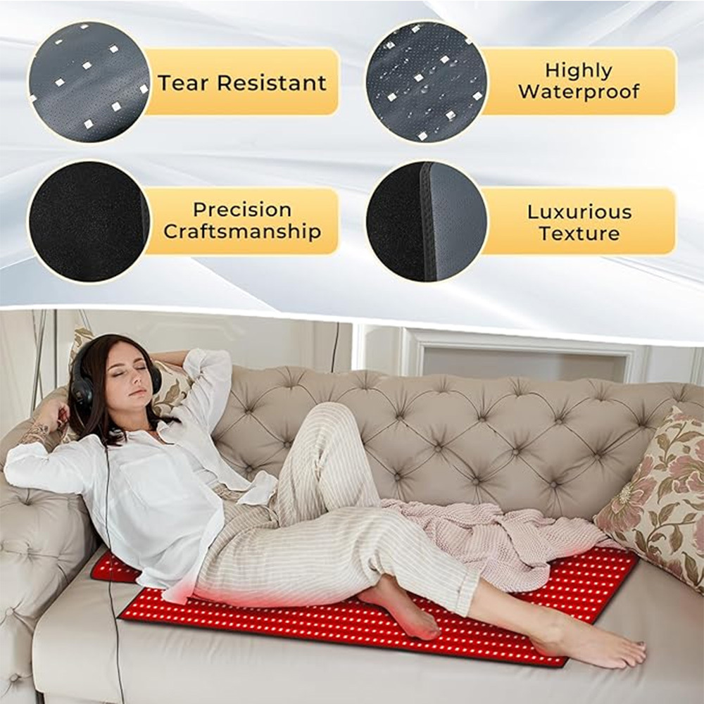 65"x20.5" Body Red Light Therapy Mat, Eligible Red Light Therapy Blanket,875pcs Dual Wavelength LEDs(660nm& 850nm), Premium Leather, Adjustable Timer & Intensity