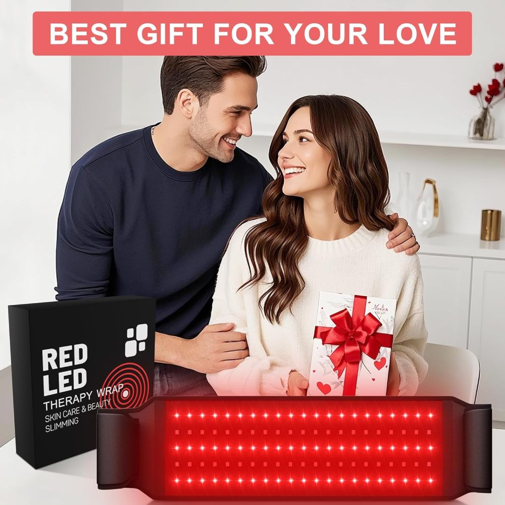Red Light Heating for Body: RAYOCON 5 Light Levels Light Heat Belt Wrap for Back/Waist 660nm & 850nm Led Beads with Timer