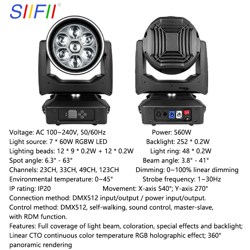 RGBW 7x60W LED Bee Eye Moving Head Light - New Professional Stage Lighting
