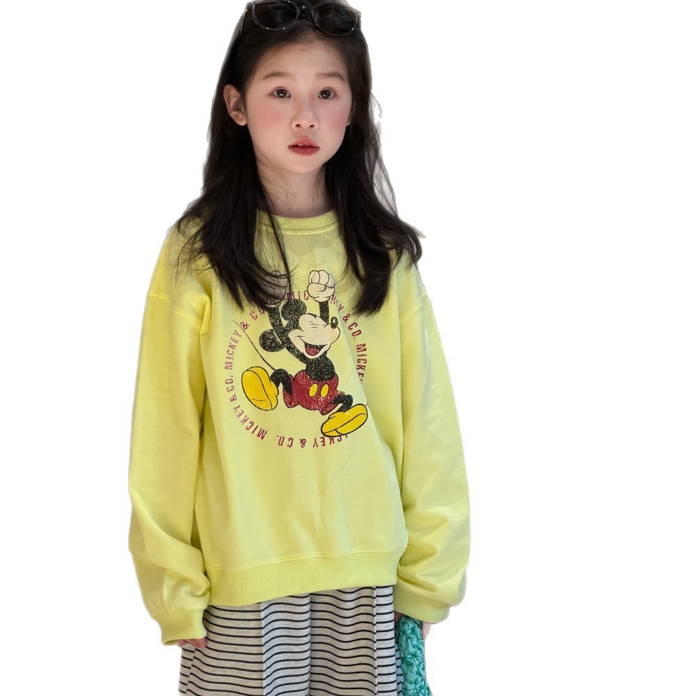 末小蒙童卫衣2026春季韩版女童印花卡通米奇卫衣休闲圆领百搭上衣