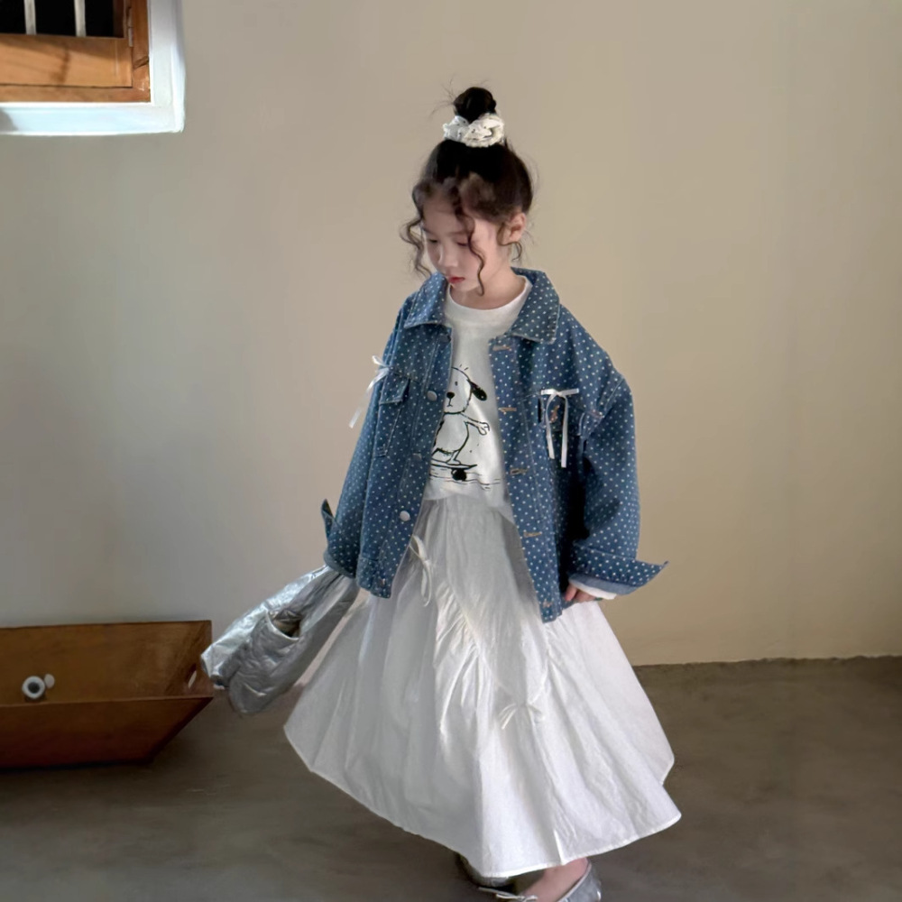 童外套2026春款女宝宝韩版蝴蝶结牛仔上衣儿童翻领设计感百搭外套
