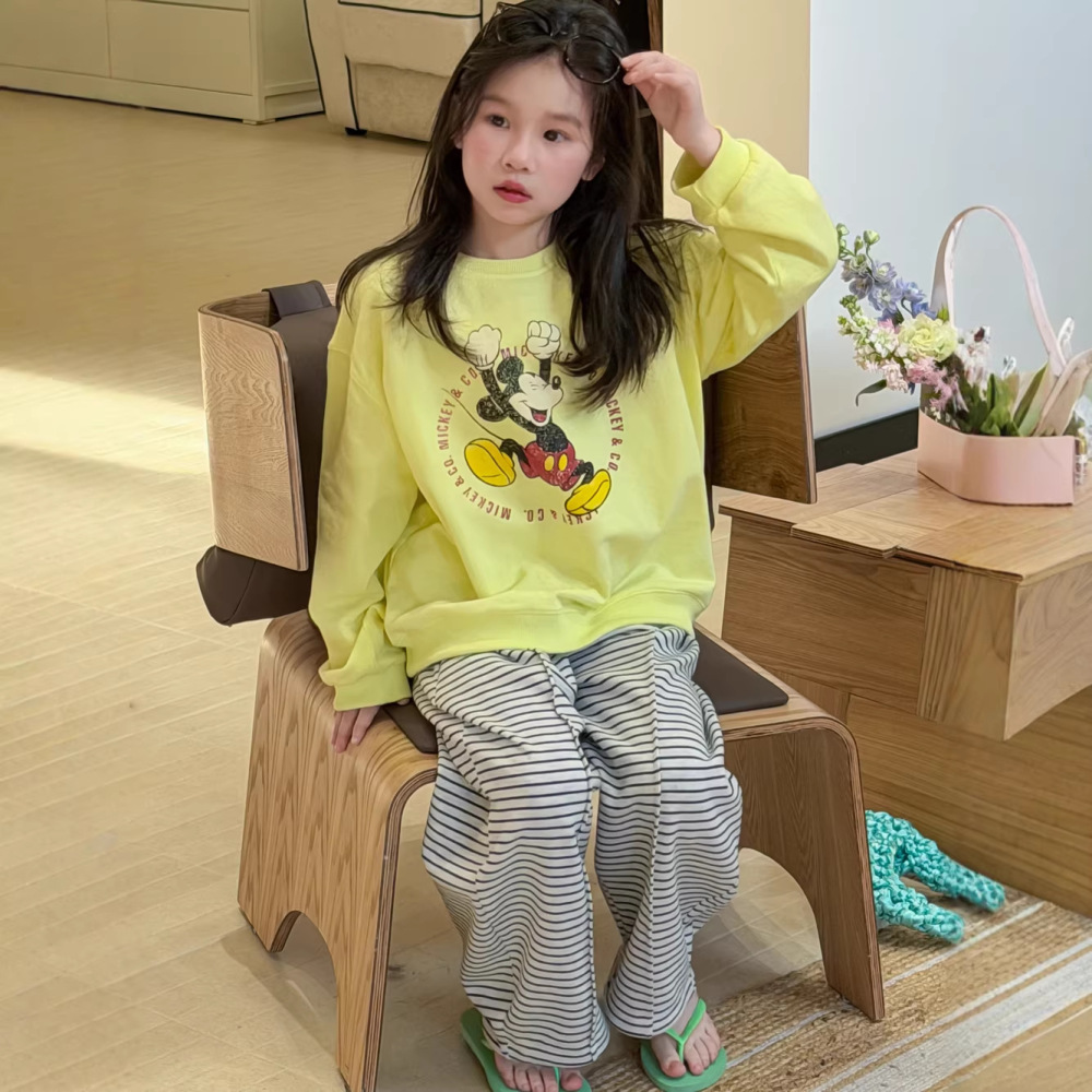 末小蒙童卫衣2026春季韩版女童印花卡通米奇卫衣休闲圆领百搭上衣