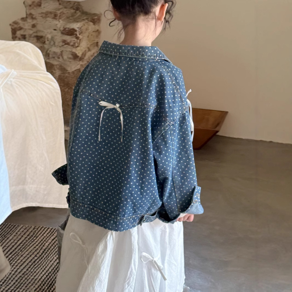 童外套2026春款女宝宝韩版蝴蝶结牛仔上衣儿童翻领设计感百搭外套