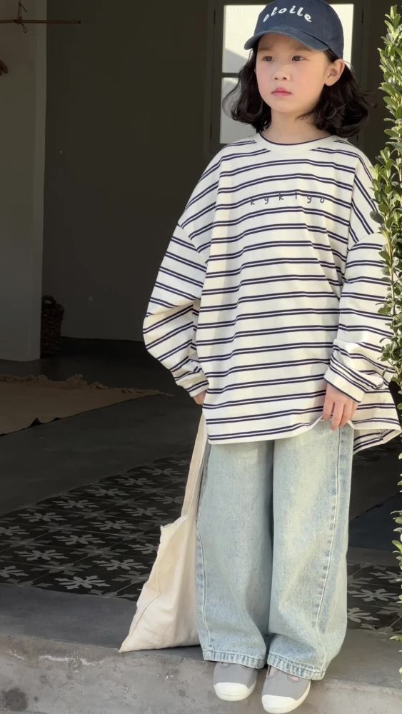童裤2026春款男童女童韩版纯色休闲牛仔直筒裤儿童百搭宽松阔腿裤