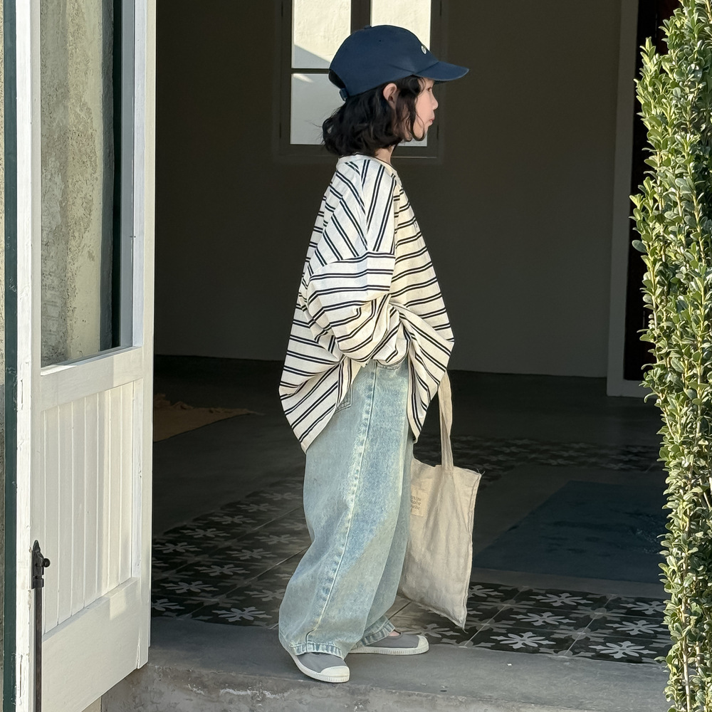 童打底衫2026春款女宝宝韩版字母条纹印花打底衣儿童长袖百搭T恤