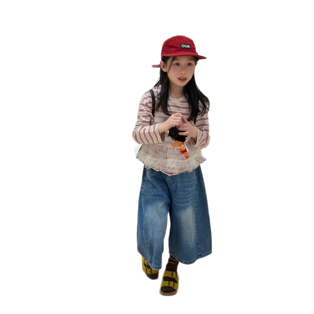 末小蒙打底衫2026春季女童韩版百搭条纹圆领卫衣儿童休闲宽松上衣