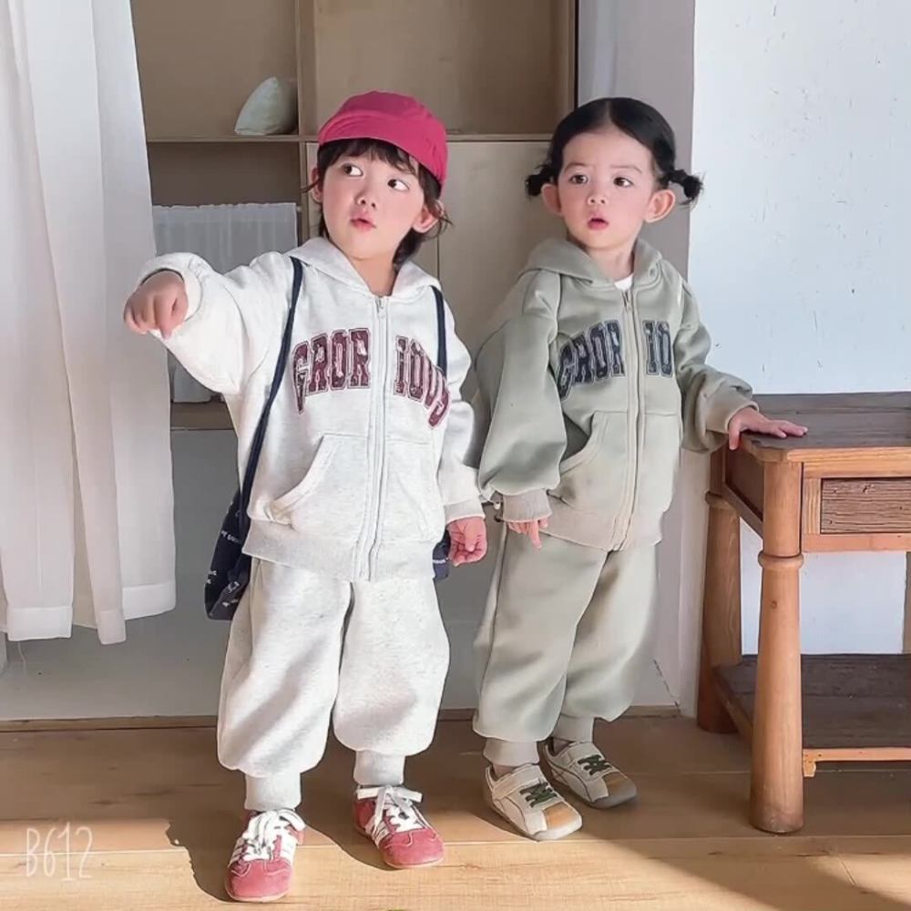 儿童春装套装男童运动宝宝宽松2026新款春秋季女童休闲外套卫衣裤