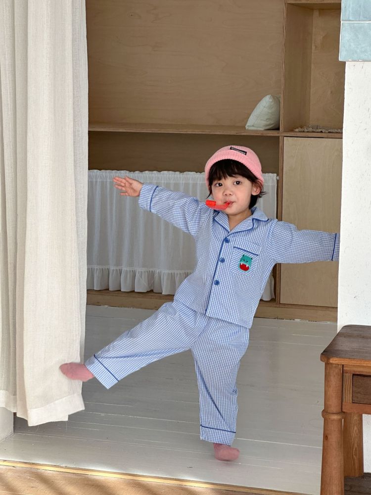 儿童睡衣女童纯棉格子2026新款春秋季男童长袖套装小孩宝宝家居服