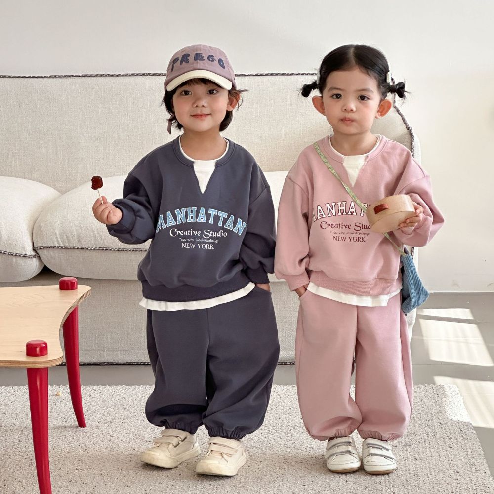 儿童春秋款套装运动2026新款男女童装春季宝宝休闲卫衣假两件套