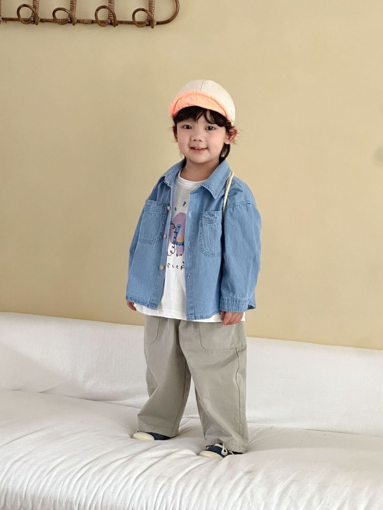 女童牛仔连衣裙儿童洋气2026新款春秋季宝宝男童长袖衬衫兄妹春装