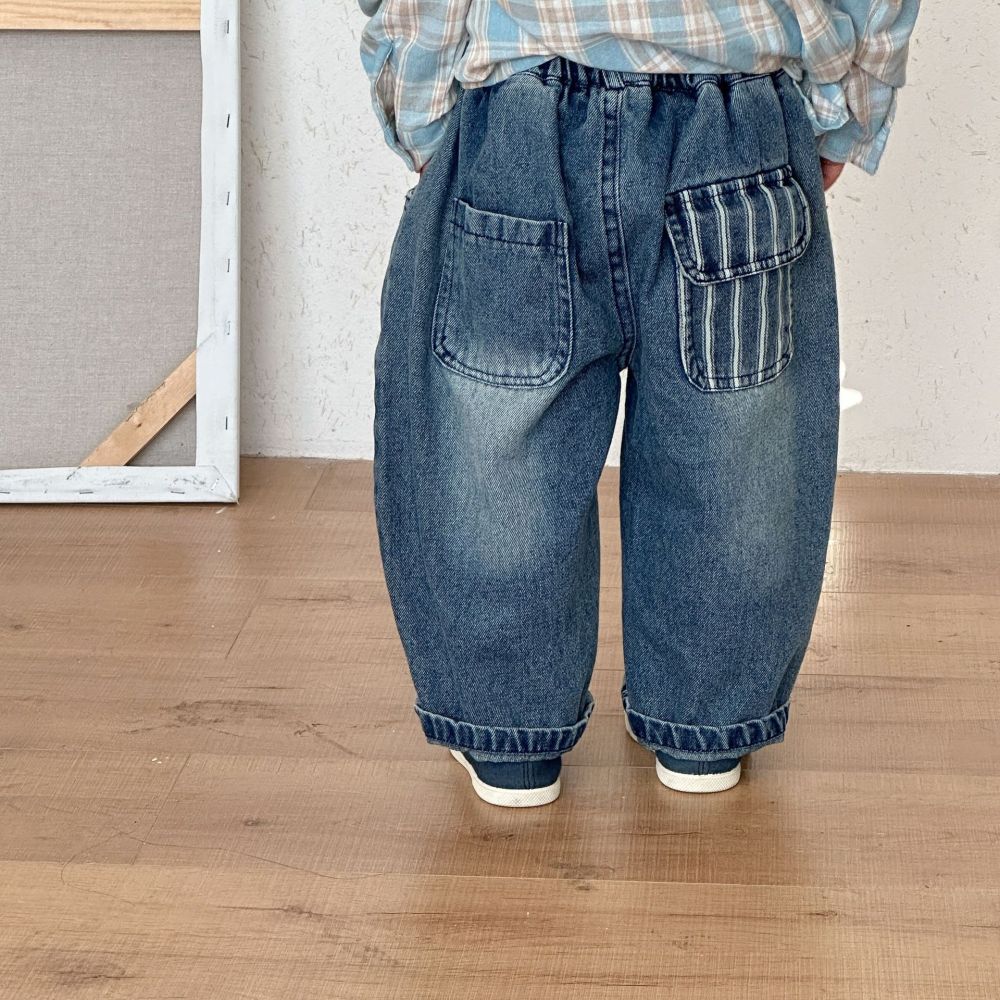 儿童阔腿牛仔裤男童弯刀裤子2026新款春秋季女童春装宝宝休闲长裤