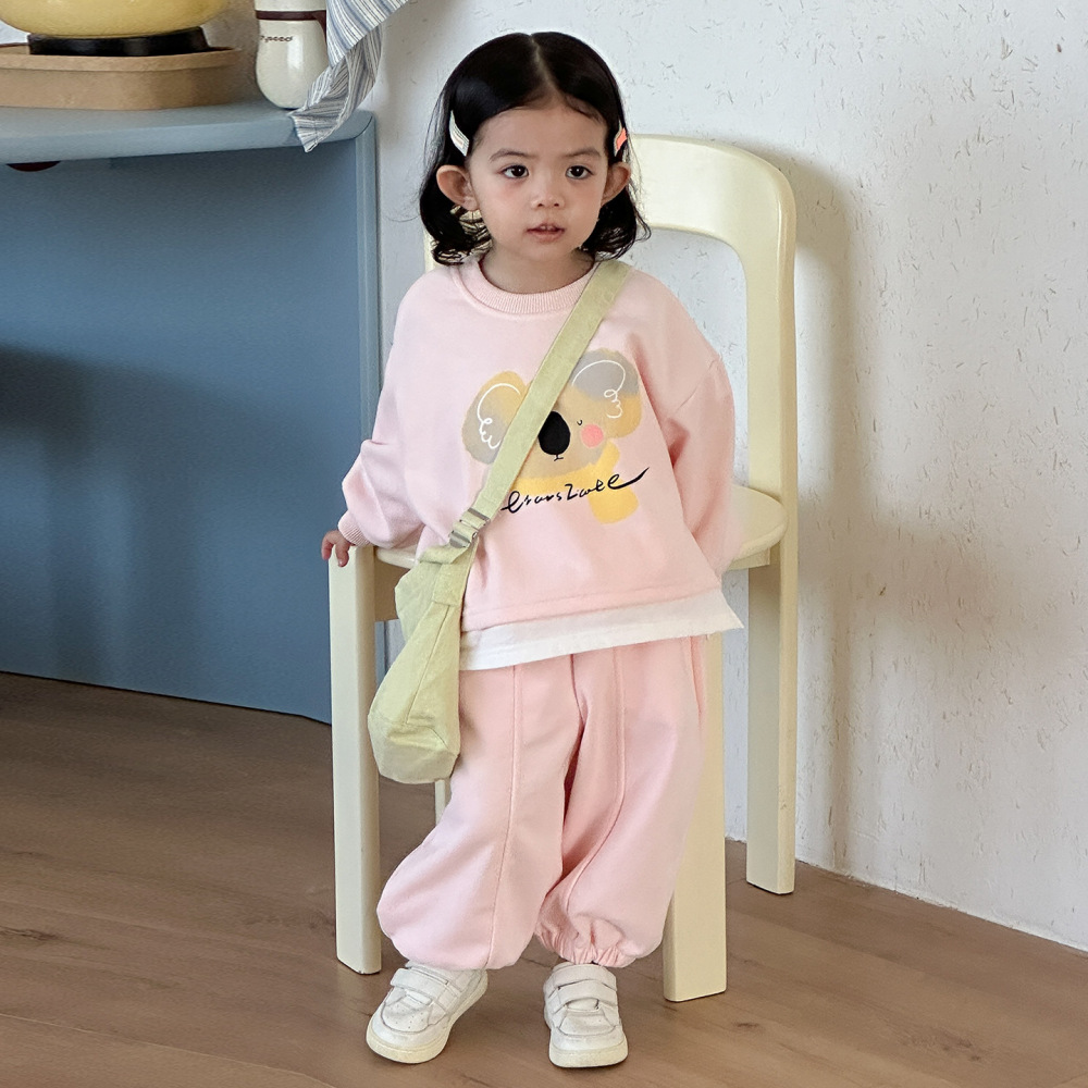 儿童春秋款套装假两件男女童卡通运动卫衣新款春季宝宝休闲衣服