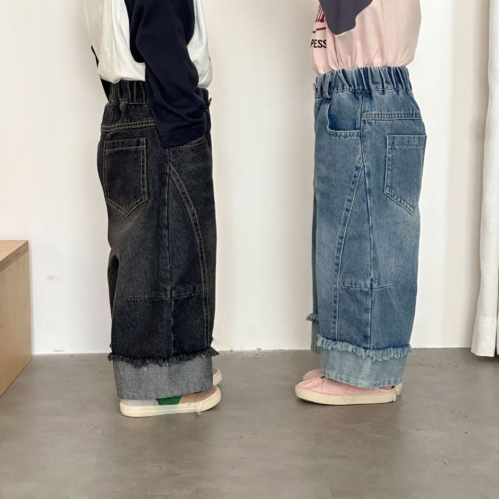 儿童牛仔裤子女童休闲阔腿裤男童春装2026新款春秋季宝宝直筒长裤
