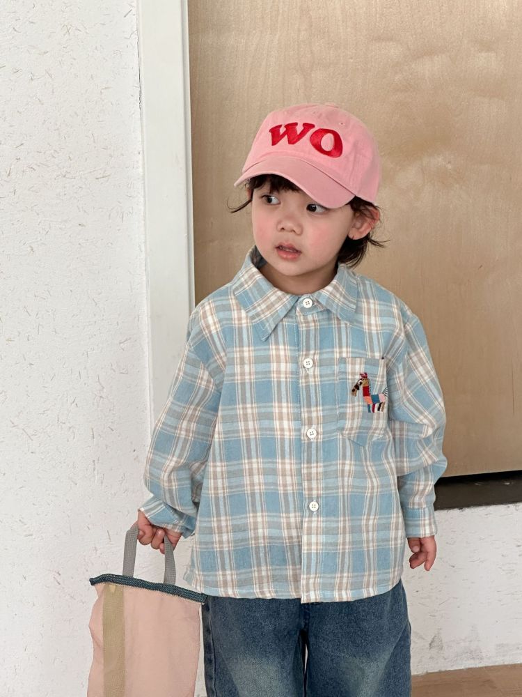 儿童长袖衬衫格子男童春装2026新款春秋季女童衬衣外套宝宝上衣服