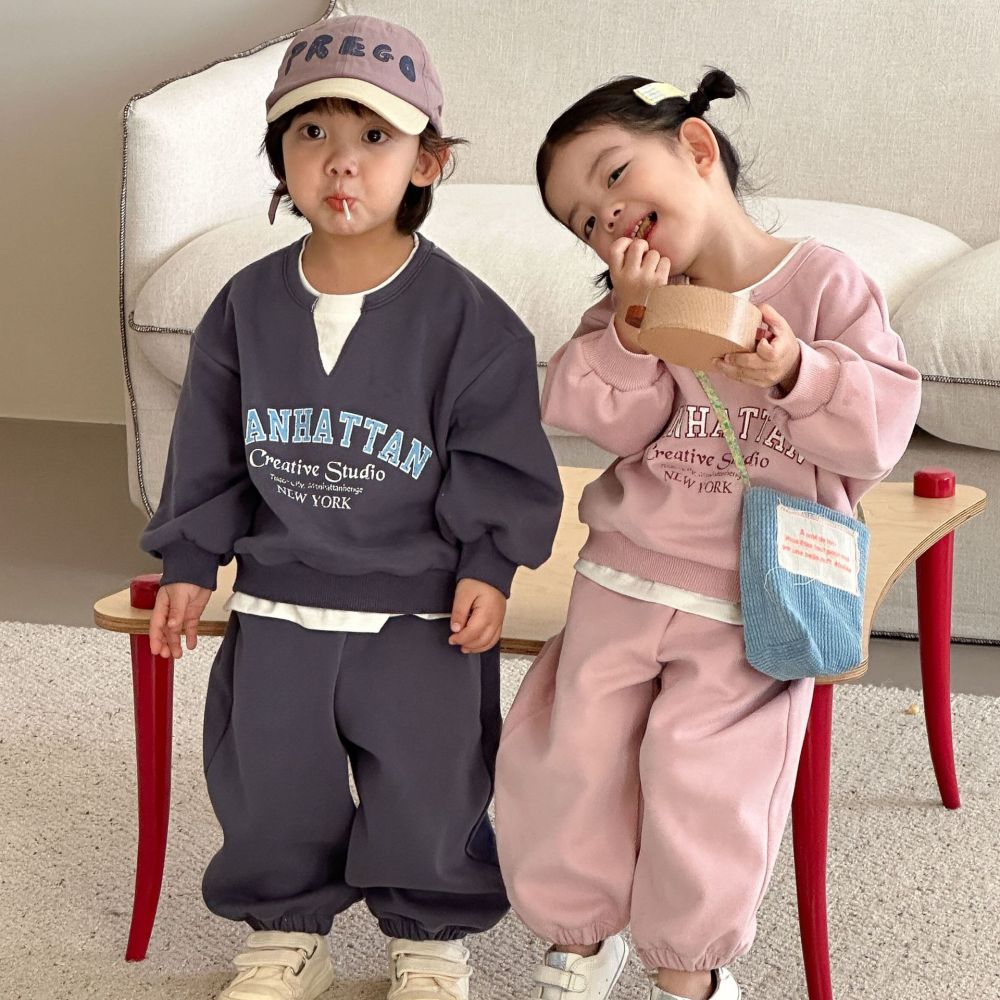 儿童春秋款套装运动2026新款男女童装春季宝宝休闲卫衣假两件套