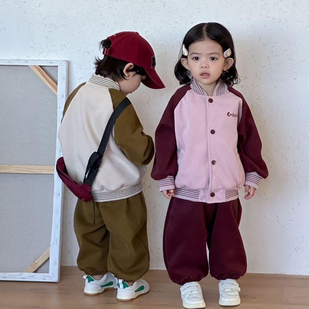 儿童春装套装男童运动宝宝休闲2026新款春秋季女童棒球服外套卫裤