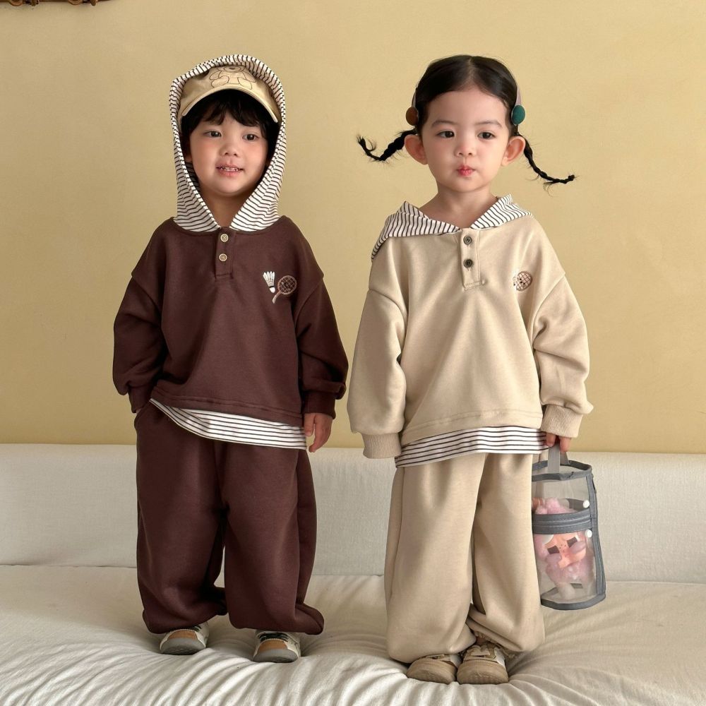 儿童春装假两件套装运动2026新款女童春秋季宝宝休闲男童卫衣卫裤
