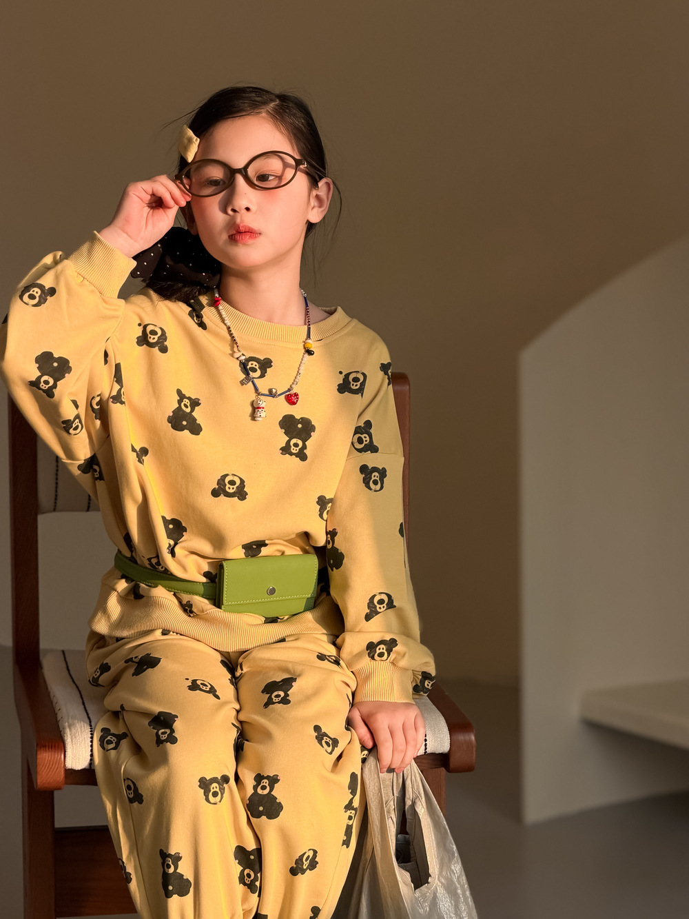 末小蒙童套装2026春季男女童韩版满版印花两件套儿童圆领宽松套装
