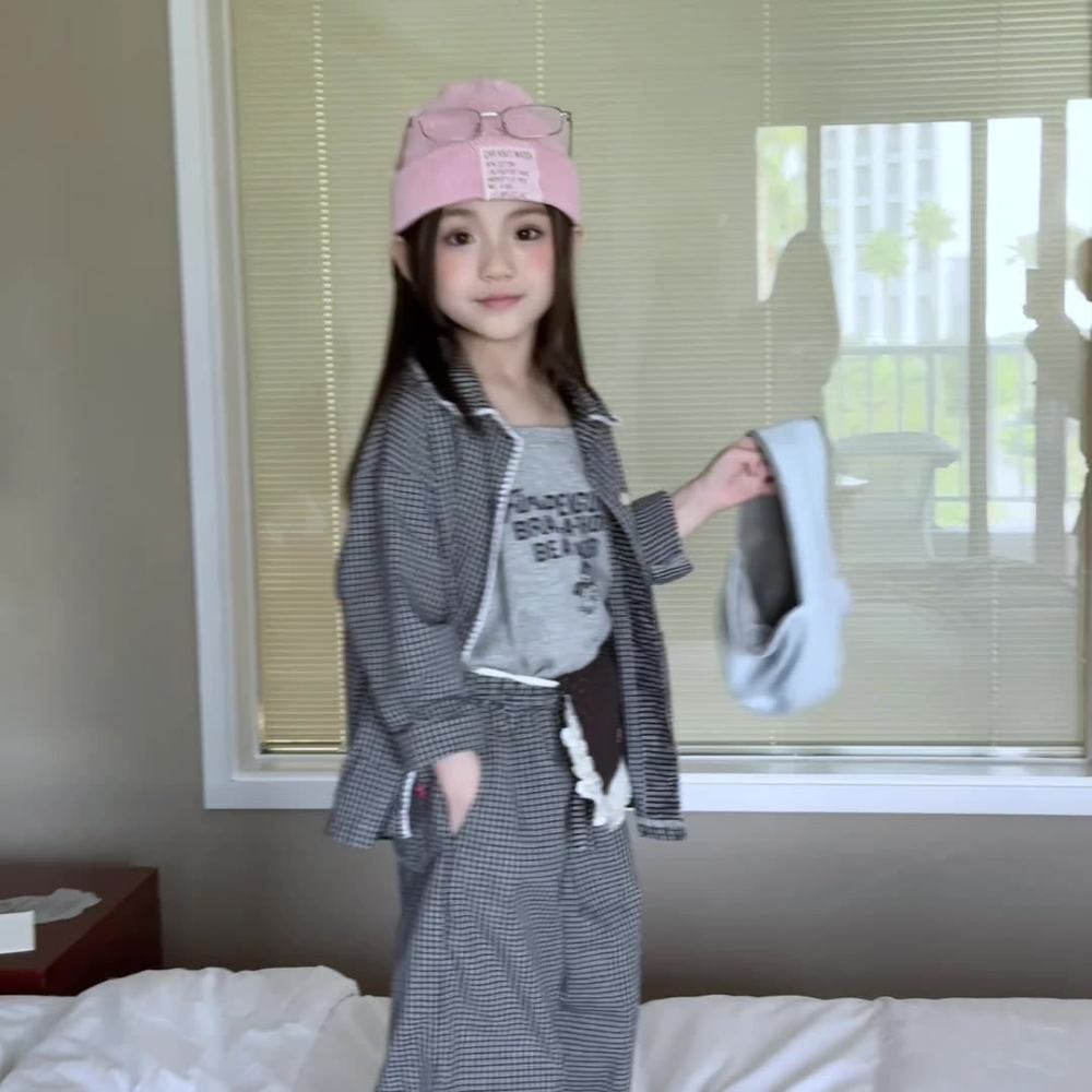 2026童装春装儿童韩版套装女童春款衬衫裤子男童家居服两件套7010
