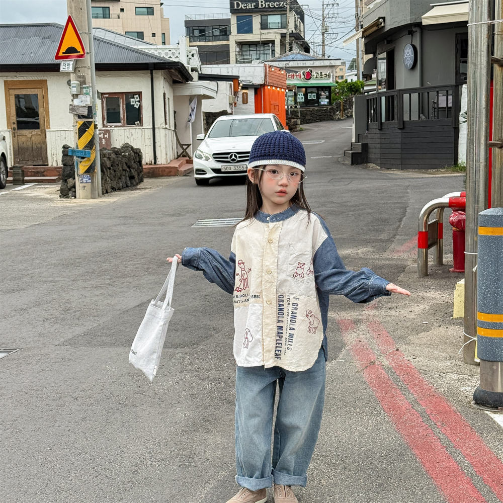 2026湖州织里童装春款新款儿童春装韩版刺绣女童衬衫男童上衣7033
