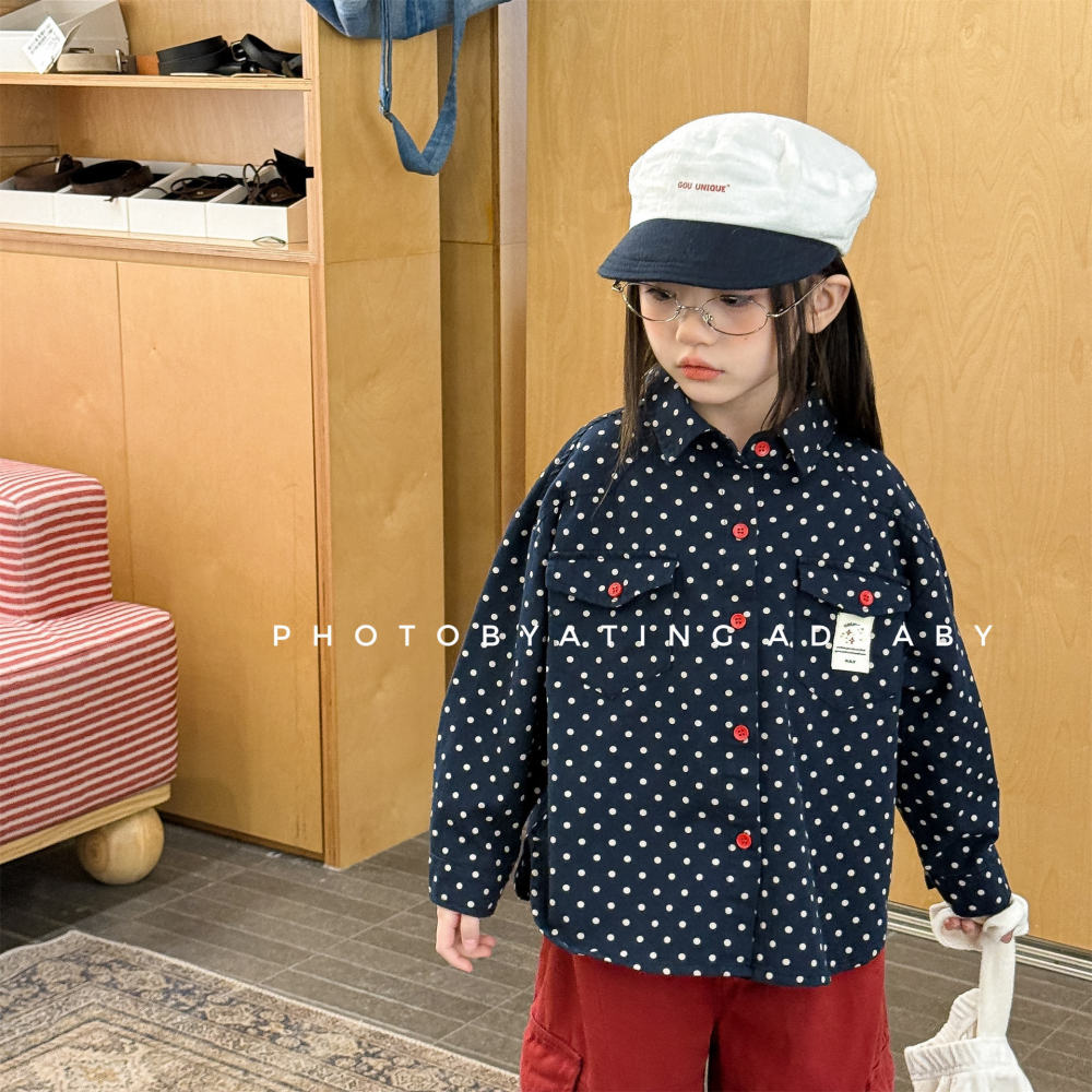 2026湖州织里童装春款新款儿童春装韩版印花女童衬衫男童上衣7051