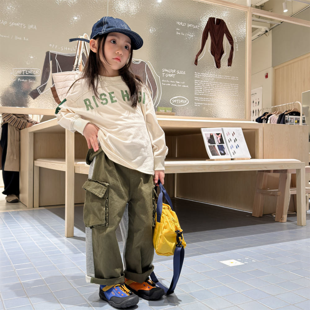 2026童装春装儿童秋季韩版拼接卫裤工装裤女童男童秋款童裤子7020