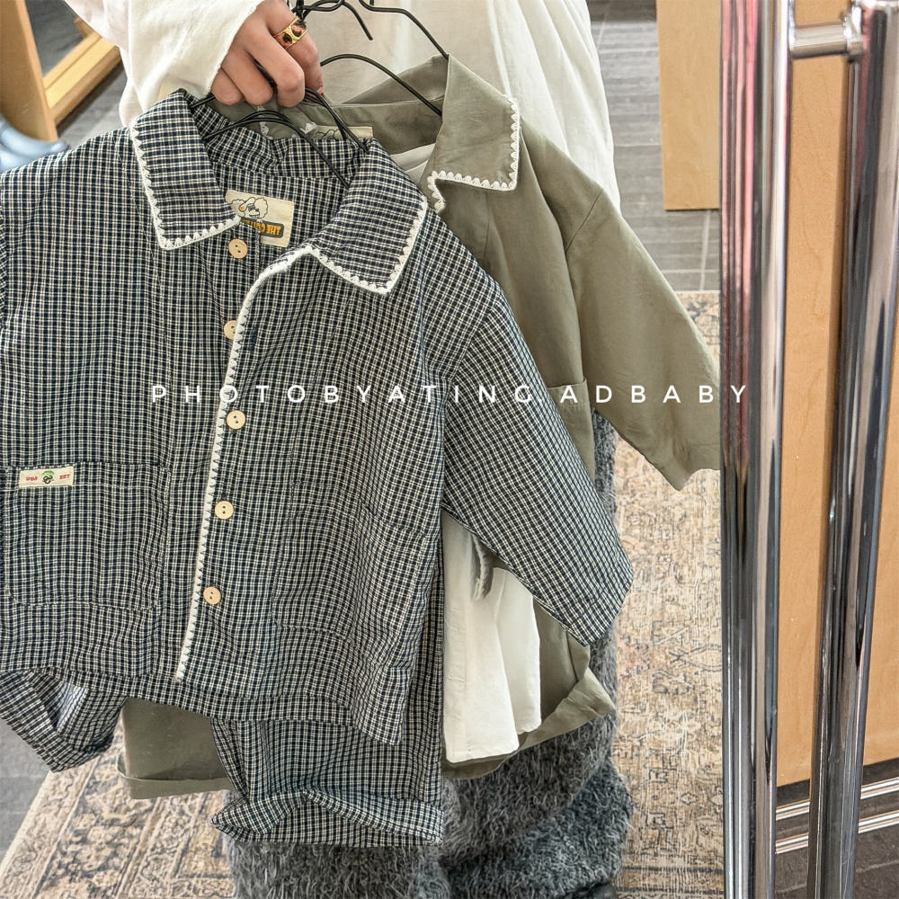 2026童装春装儿童韩版套装女童春款衬衫裤子男童家居服两件套7010