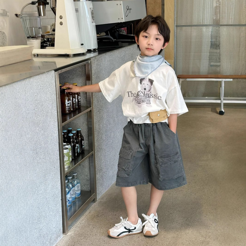 韩国童装短袖25夏季新款儿童可爱狗狗印花t恤男女童休闲百搭上衣