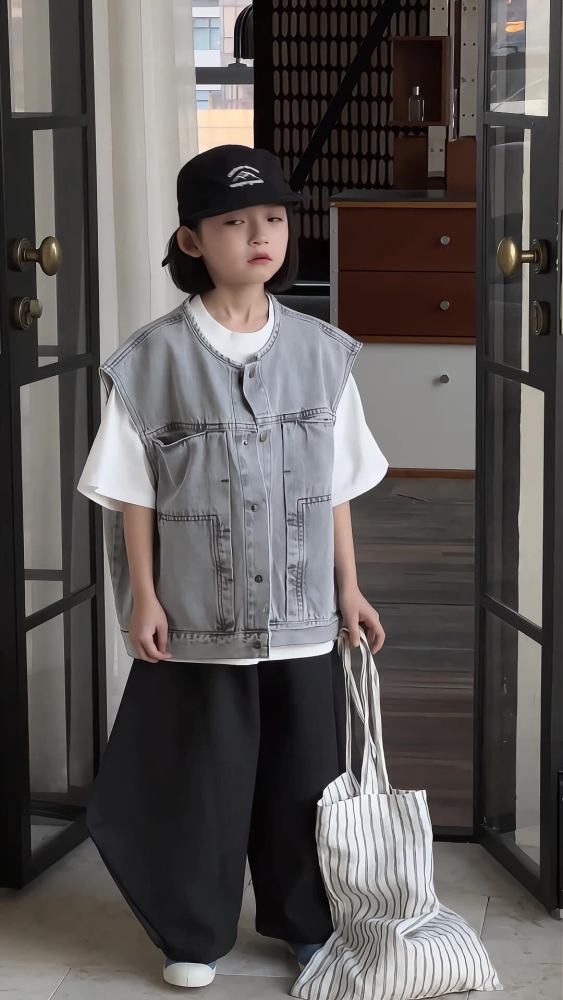 童马甲2026春新款韩版儿童做旧牛仔马甲男女童时尚宽松叠穿坎肩