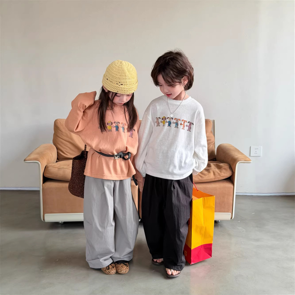 2026春季童装韩版儿童可爱小狗印花T恤男女童雪花棉舒适圆领长袖