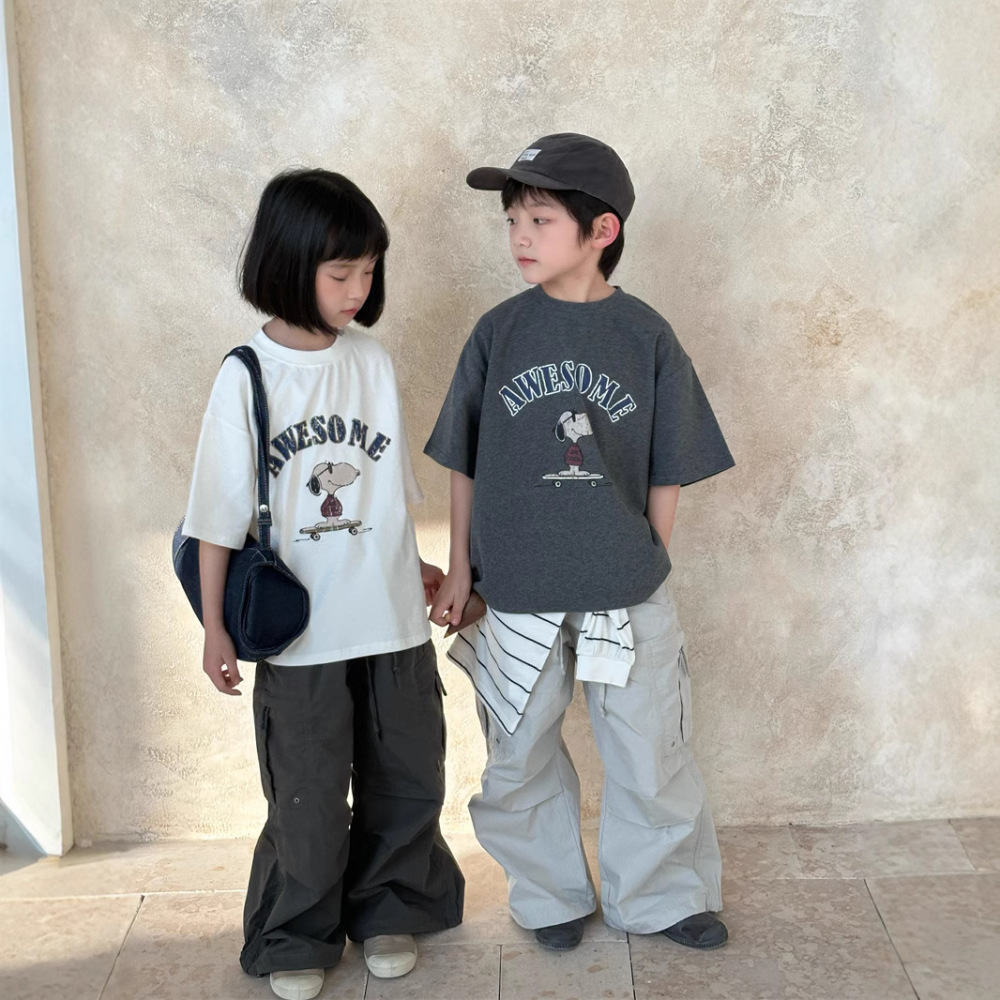 童短袖2026夏季新款韩版儿童卡通印花短袖男女童圆领休闲t恤上衣
