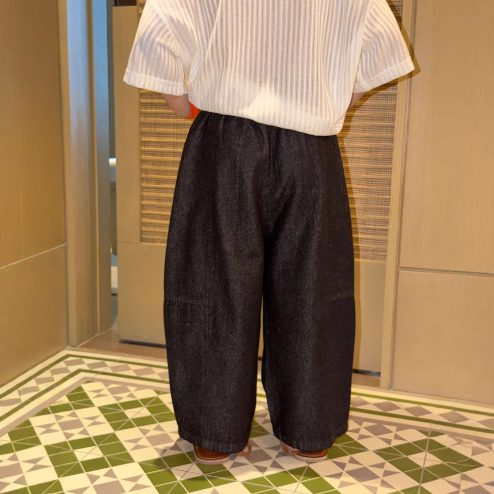 2026春季新款韩版儿童纯色宽松牛仔裤男女童防掉色百搭休闲弯刀裤